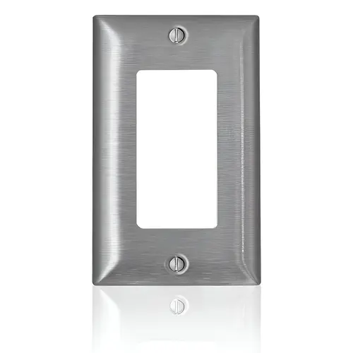 Wall Plate C-Series, Metal Material, 1 Gang, Decora Or Gfci Style, 4.54" Height, 2.79" Width, Stainless Steel Finish