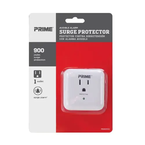 Surge Tap w/ End-of-Service Alarm 1 outlets White 900 J White Surge Tap w/ End-of-Service Alarm 1 outlets White 900 J White