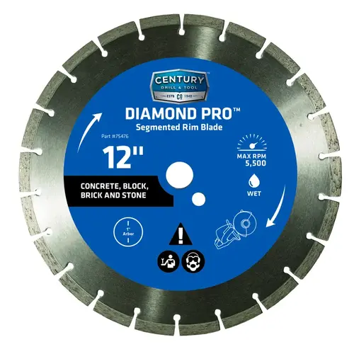 Segmented Rim Diamond Saw Blade 12" D X 1" Diamond Segmented Rim Diamond Saw Blade 12" D X 1" Diamond