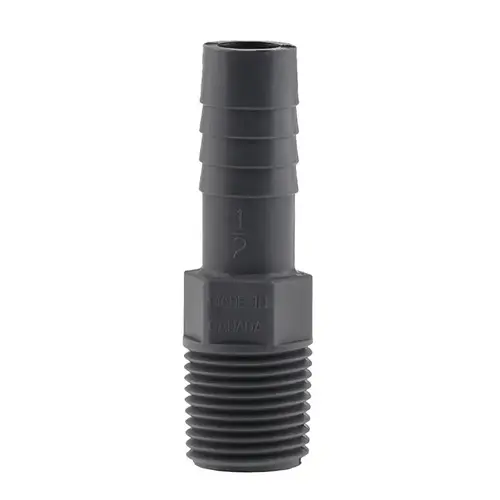 Pipe Adapter, 1/2 in, MPT x Insert, Polyethylene, Gray Pipe Adapter, 1/2 in, MPT x Insert, Polyethylene, Gray