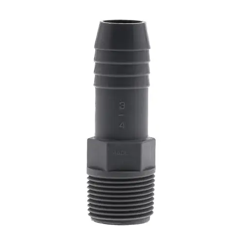 Male Adapter 3/4" MPT in. X 3/4" D Insert Polypropylene 3" Gray Male Adapter 3/4" MPT in. X 3/4" D Insert Polypropylene 3" Gray