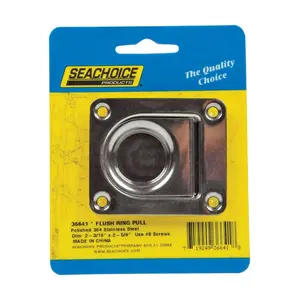 Seachoice 36641 Flush Ring Pull Polished Stainless Steel 2-3/16" L X 2-5/8" W Polished