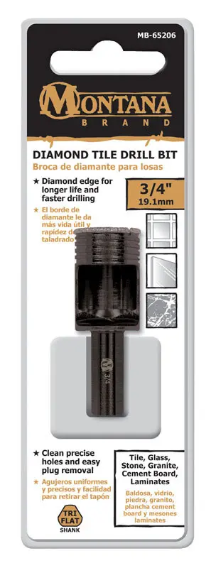 Montana Brand Drill Bit 3/4 Alloy Steel 3-Flat Shank Black Oxide MB-65206