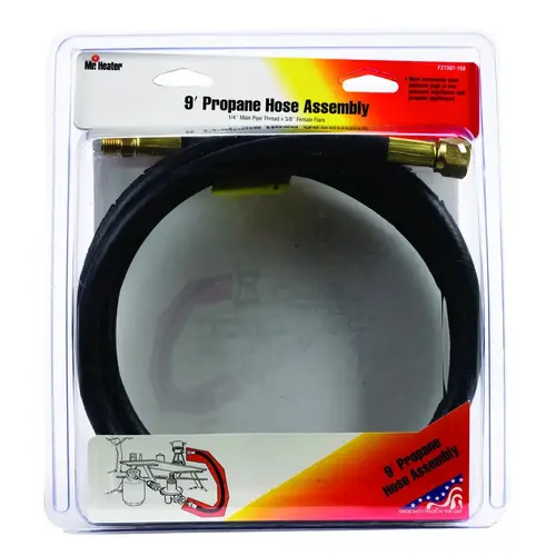 Hose Assembly 3/8" D X 1/4" D X 9 ft. L Brass/Plastic Male Pipe Thread x Female Flare Hose Assemb Black Hose Assembly 3/8" D X 1/4" D X 9 ft. L Brass/Plastic Male Pipe Thread x Female Flare Hose Assemb Black