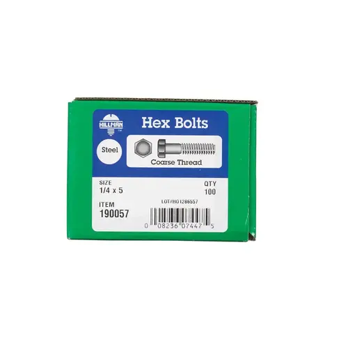 Hex Bolt 1/4" D X 5" L Zinc Plated Steel Zinc Plated Hex Bolt 1/4" D X 5" L Zinc Plated Steel Zinc Plated