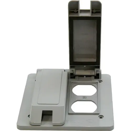 Duplex Outlet Cover Rectangle PVC 2 gang For Use with 2 Gang PVC Type FS Device Boxes Gray Duplex Outlet Cover Rectangle PVC 2 gang For Use with 2 Gang PVC Type FS Device Boxes Gray