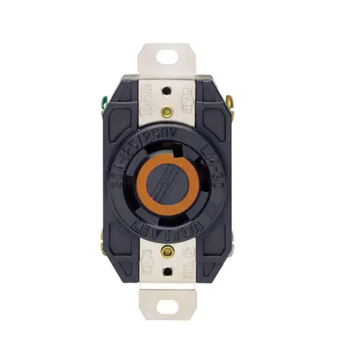 Locking Receptacle V-0-MAX 30 amps 125/250 V Single Black L14-30R Black Locking Receptacle V-0-MAX 30 amps 125/250 V Single Black L14-30R Black