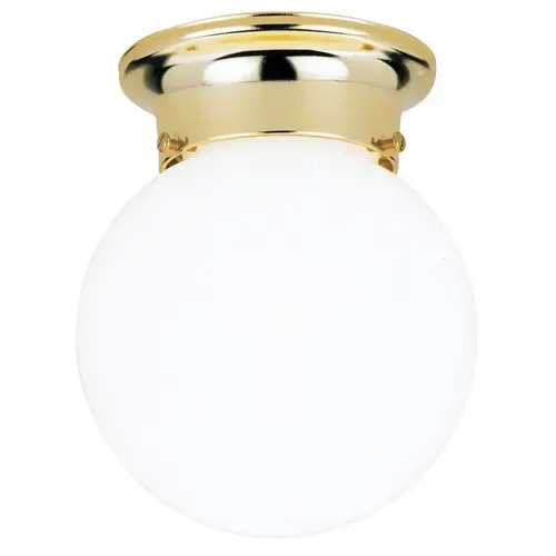 Ceiling Light 7-1/4" H X 6" W X 6" L Polished Brass White Polished Brass Ceiling Light 7-1/4" H X 6" W X 6" L Polished Brass White Polished Brass