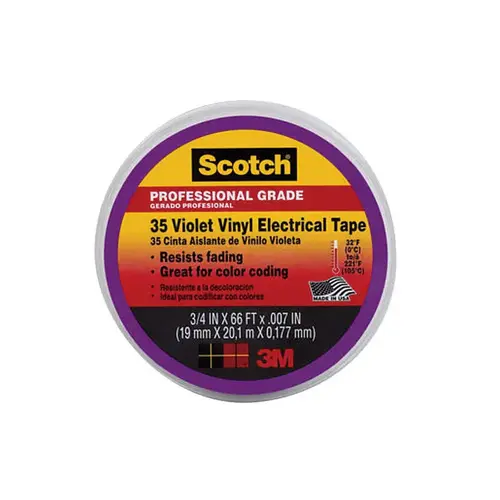 Electrical Tape 3/4" W X 66 ft. L Violet Vinyl Violet Purple Electrical Tape 3/4" W X 66 ft. L Violet Vinyl Violet Purple
