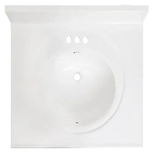 Bathroom Sink Standard Cultured Marble 31" W X 22" D White Gloss