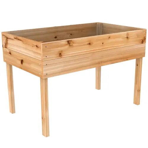 Elevated Garden Box 32" H X 47.5" W X 28" D Wood Natural Natural Elevated Garden Box 32" H X 47.5" W X 28" D Wood Natural Natural