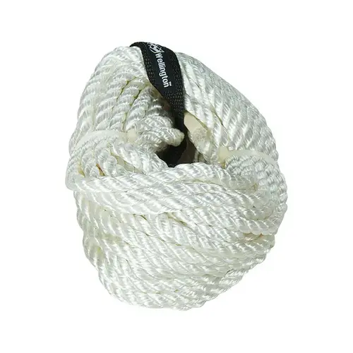 Rope 3/8" D X 50 ft. L White Twisted Nylon White Rope 3/8" D X 50 ft. L White Twisted Nylon White