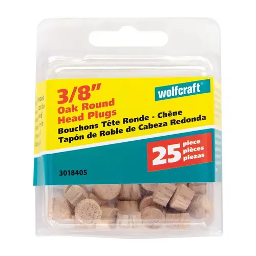 Head Plug Round Oak 3/8" D X 1/4" L 1 pk Natural Head Plug Round Oak 3/8" D X 1/4" L 1 pk Natural