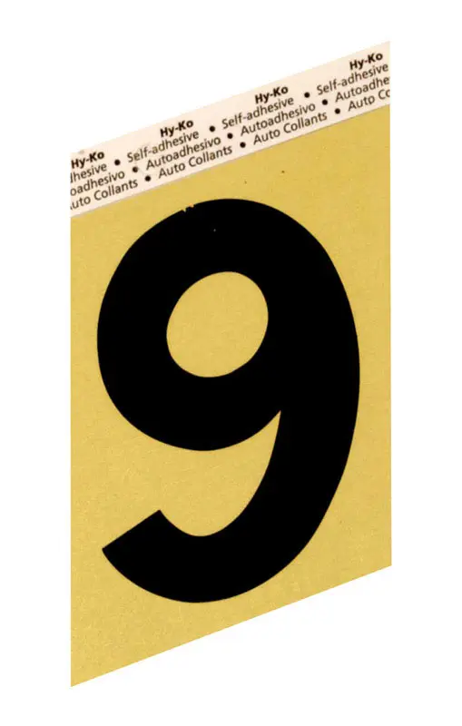Hy-Ko Number 3-1/2 Black Aluminum Self-Adhesive 9 - pack of 10 GG-25/9-XCP10 Hy-Ko Number 3-1/2 Black Aluminum Self-Adhesive 9 - pack of 10 GG-25/9-XCP10