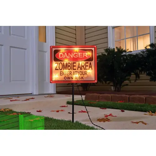 Yard Decor Prelit Danger Zone