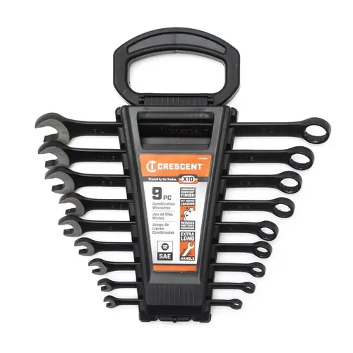 9 Pc. X10 12 Point Long Pattern Combination SAE Wrench Set Black 9 Pc. X10 12 Point Long Pattern Combination SAE Wrench Set Black