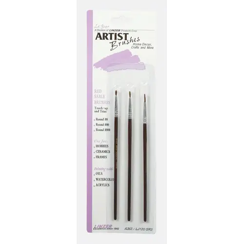 Artist Paint Brush Set No. 000/00/0 Assorted - pack of 12 Artist Paint Brush Set No. 000/00/0 Assorted - pack of 12