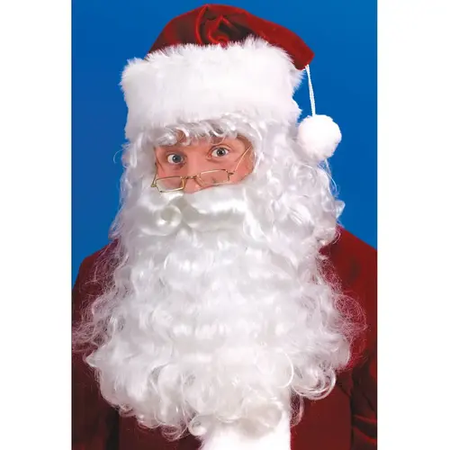 Christmas Santa Suit Red/White Wig & Beard Set Red/White