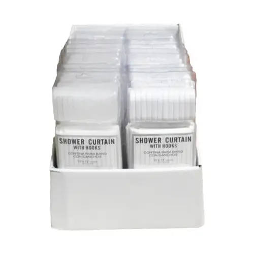 Shower Curtain 72" H X 70" W White or Clear Stripes Plastic White or Clear