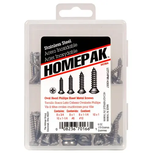 Sheet Metal Screw Kit Homepak Assorted Phillips Oval Head Sheet Metal Screw Kit Homepak Assorted Phillips Oval Head