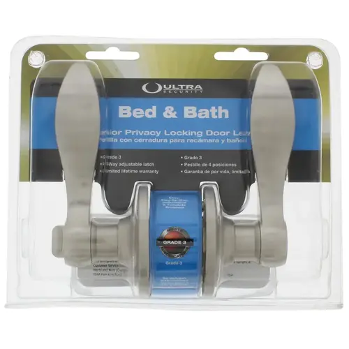 Bed and Bath Lever Satin Nickel Right or Left Handed Satin Nickel Bed and Bath Lever Satin Nickel Right or Left Handed Satin Nickel