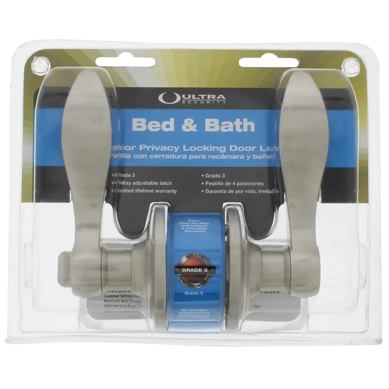 ULTRA SECURITY Bed and Bath Lever Satin Nickel Right or Left Handed Satin Nickel 84341 ULTRA SECURITY Bed and Bath Lever Satin Nickel Right or Left Handed Satin Nickel 84341