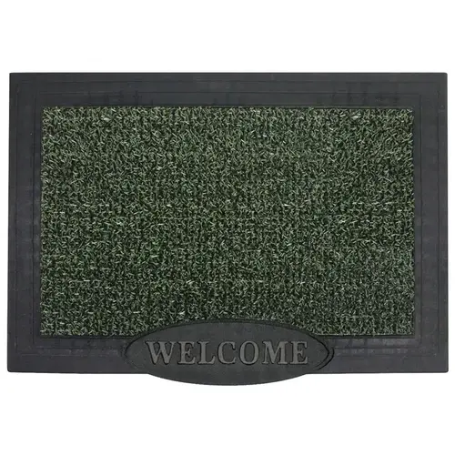Door Mat Clean Machine 36" L X 24" W Evergreen Welcome Indoor and Outdoor Polyethylene/Rubber Evergreen Door Mat Clean Machine 36" L X 24" W Evergreen Welcome Indoor and Outdoor Polyethylene/Rubber Evergreen