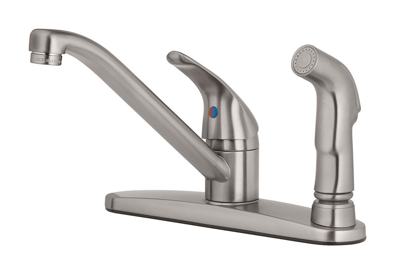OakBrook 67210-2404 Kitchen Faucet Essentials One Handle Brushed Nickel Side Sprayer Included Brushed Nickel