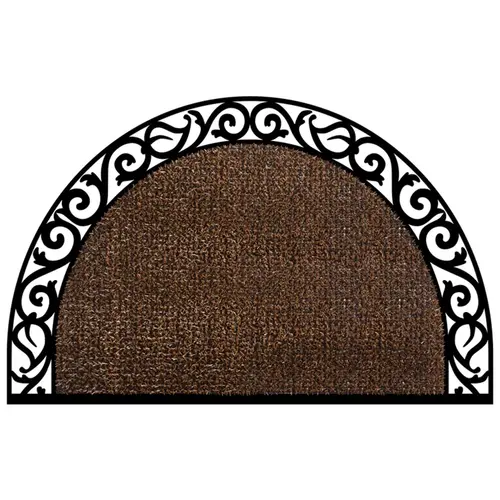 Door Mat Wrought Iron 36" L X 24" W Brown Halfmoon Polyethylene/Rubber Brown Door Mat Wrought Iron 36" L X 24" W Brown Halfmoon Polyethylene/Rubber Brown