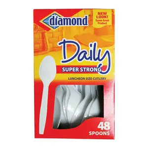 Diamond K 4142600114-XCP12 Heavy Duty Spoons White Plastic White - pack of 12