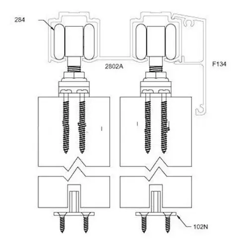 96" HBP200A Bypass Sliding Hardware System Mix-Zinc Coated Steel and Aluminum