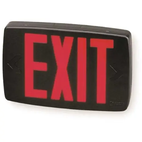 Quantum 1-Light Red Stencil 1-Watt Matte Black Integrated LED Exit Sign Quantum 1-Light Red Stencil 1-Watt Matte Black Integrated LED Exit Sign