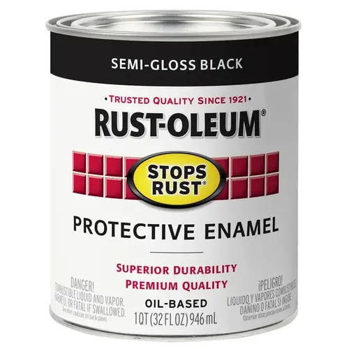 Rust Prevention Paint Stops Rust Indoor and Outdoor Semi-Gloss Black 1 qt Black