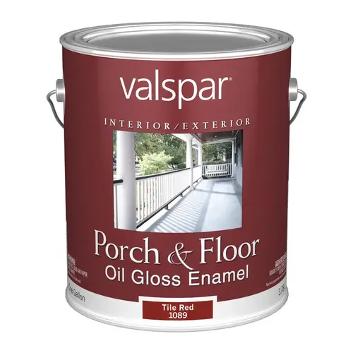027.000.007 Porch and Floor Enamel Paint, High-Gloss, Tile Red, 1 gal