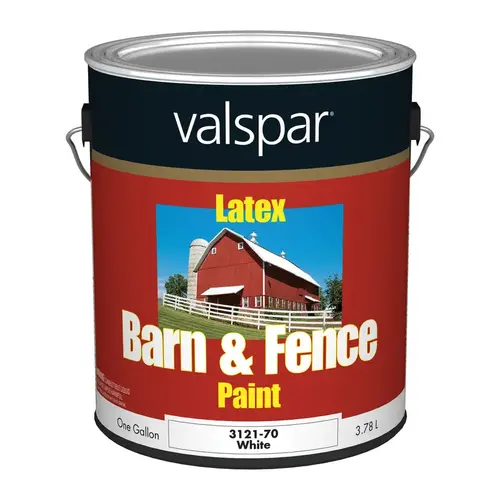 Latex Paint & Primer In One Flat Barn & Fence Paint, White, 1 Gal. Latex Paint & Primer In One Flat Barn & Fence Paint, White, 1 Gal.