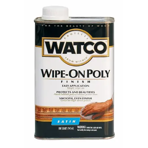 Wipe On Poly Transparent Satin Clear Water-Based Urethane Modified Alkyd 1 qt Clear Wipe On Poly Transparent Satin Clear Water-Based Urethane Modified Alkyd 1 qt Clear