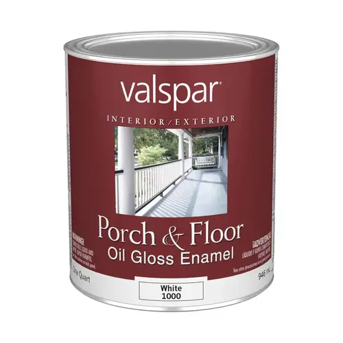027.000.005 Porch and Floor Enamel Paint, High-Gloss, White, 1 qt Can 027.000.005 Porch and Floor Enamel Paint, High-Gloss, White, 1 qt Can