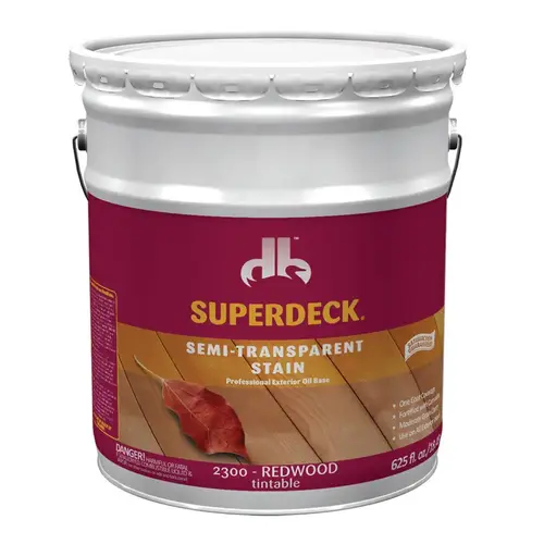 Wood Stain Semi-Transparent Satin Redwood Oil-Based 5 gal Redwood Wood Stain Semi-Transparent Satin Redwood Oil-Based 5 gal Redwood