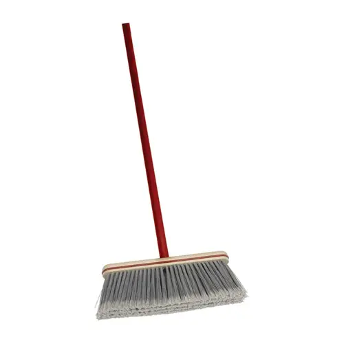 12 In. Upright Broom with 48 In. Metal Handle Red