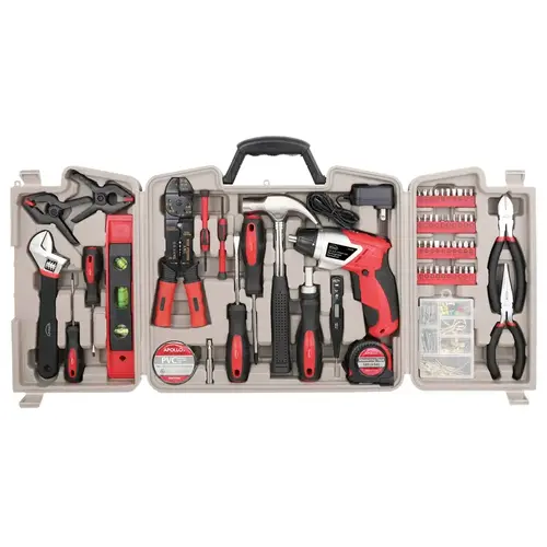 Household Tool Kit Black/Red - pack of 4