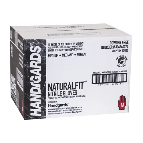 Handgards Naturalfit Nitrile Powder Free Black Medium Glove, 100 Each Handgards Naturalfit Nitrile Powder Free Black Medium Glove, 100 Each