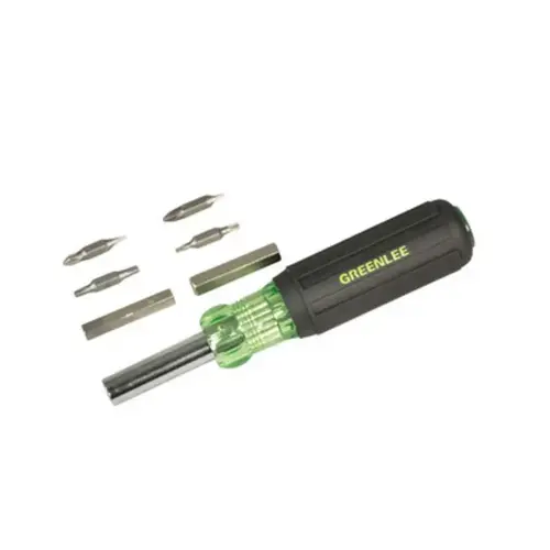 Multi-Bit Screwdriver 1/4, 5/16, 3/8" 11-in-1 Black/Green
