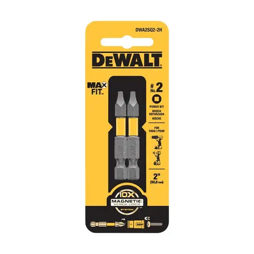Power Bit Max Fit Square #2 X 2" L S2 Tool Stee - 2 per pack x5 packs Power Bit Max Fit Square #2 X 2" L S2 Tool Stee - 2 per pack x5 packs