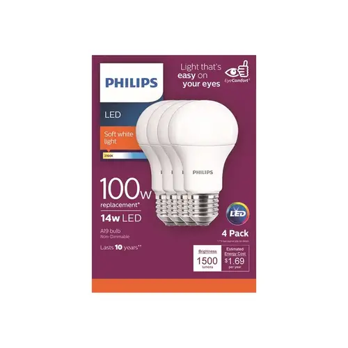 LED Bulb A19 E26 (Medium) Soft White 100 Watt Equivalence Frosted