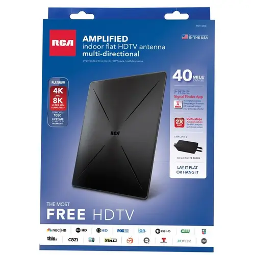 Flat Antenna Indoor HDTV Black