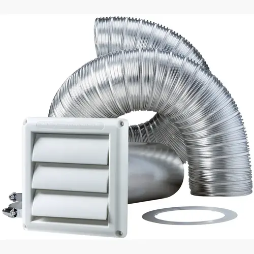 Dryer Vent Kit 8" D Silver/White Aluminum/Plastic Silver/White Dryer Vent Kit 8" D Silver/White Aluminum/Plastic Silver/White