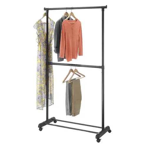 Adjustable Garment Rack 70.25" H X 37.25" W X 18.5" L Metal Black