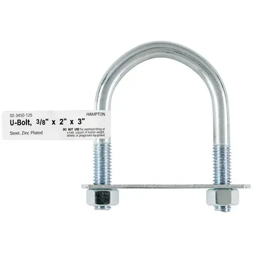 U-Bolt 3/8" X 2" W X 3" L Coarse Zinc-Plated Steel Zinc-Plated - pack of 10 U-Bolt 3/8" X 2" W X 3" L Coarse Zinc-Plated Steel Zinc-Plated - pack of 10