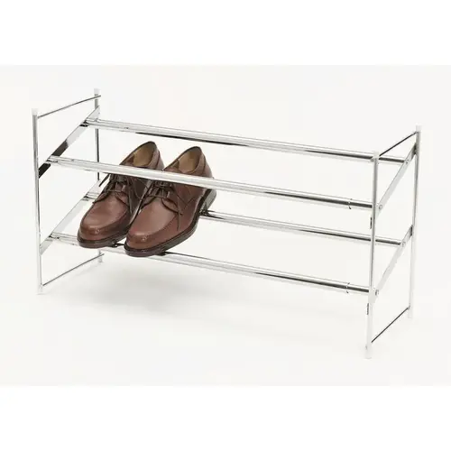 Expanding and Stacking Shoe Rack 8-3/4" H X 24" W X 14" L Steel White