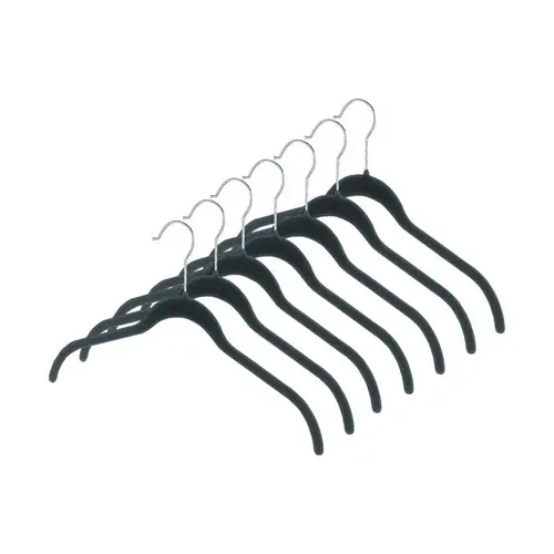Flocked Hanger 9" H X 1/10" W X 16-1/4" L Plastic Black Black